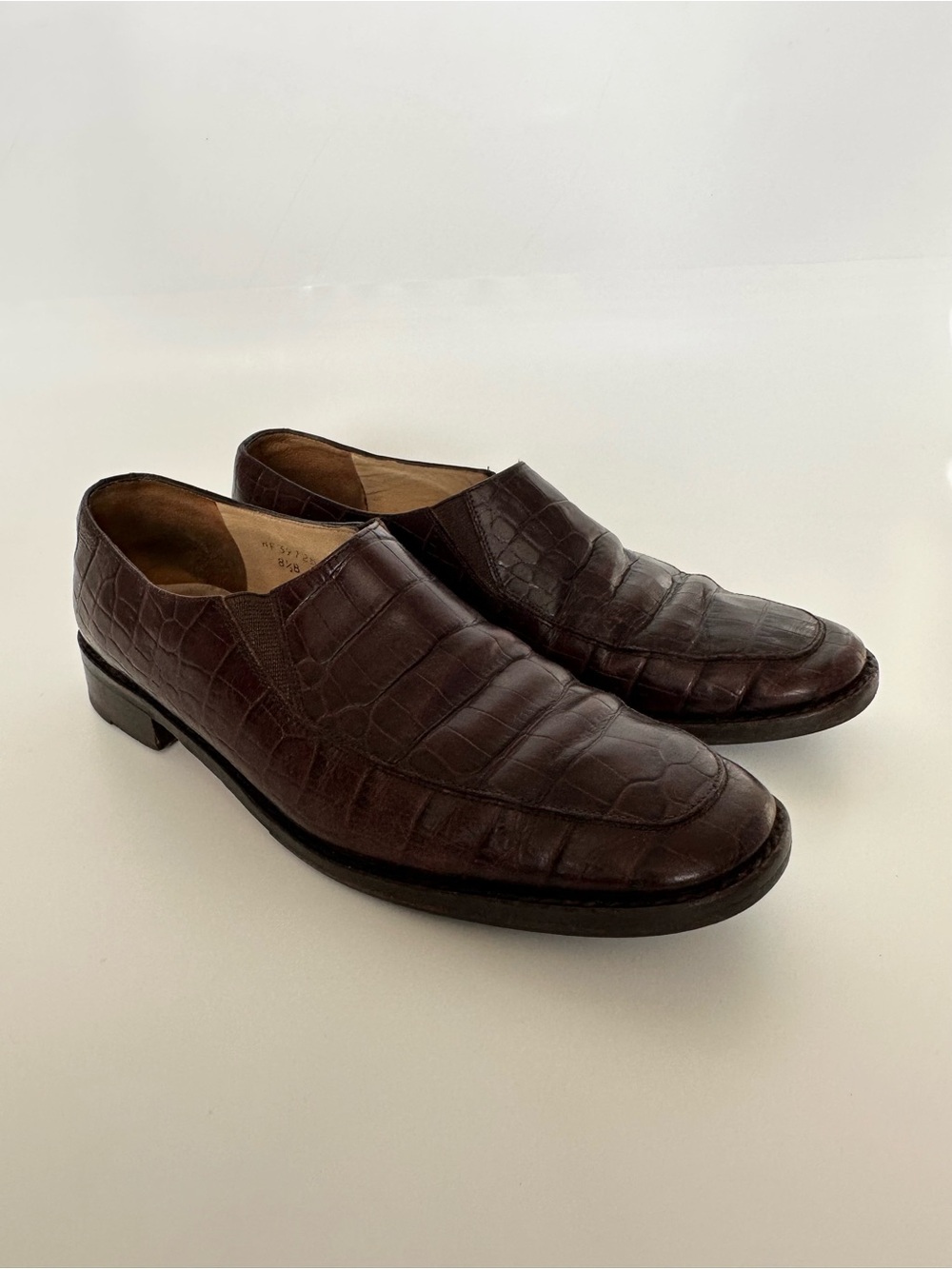 Women’s Ralph Lauren Brown Croc-Embossed Slip-On Loafers